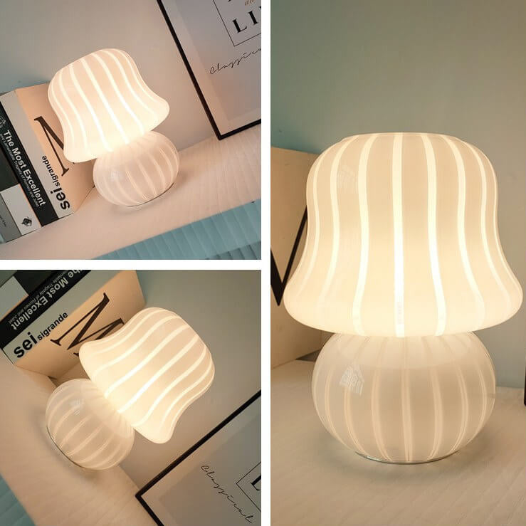 Floroux Lampe de Table en Verre | Design Français | Fait Main | Forme de Champignon | Décoration & Éclairage