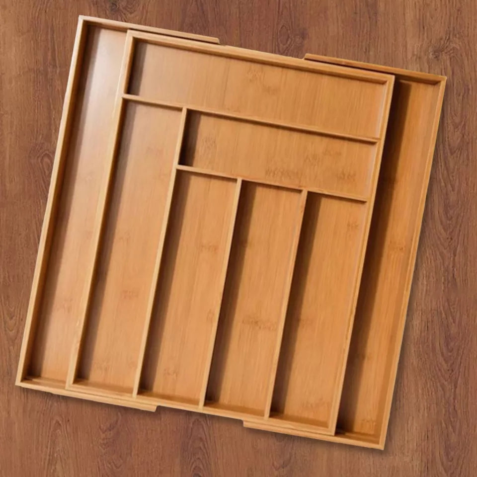 Organisateur de couverts en bambou extensible