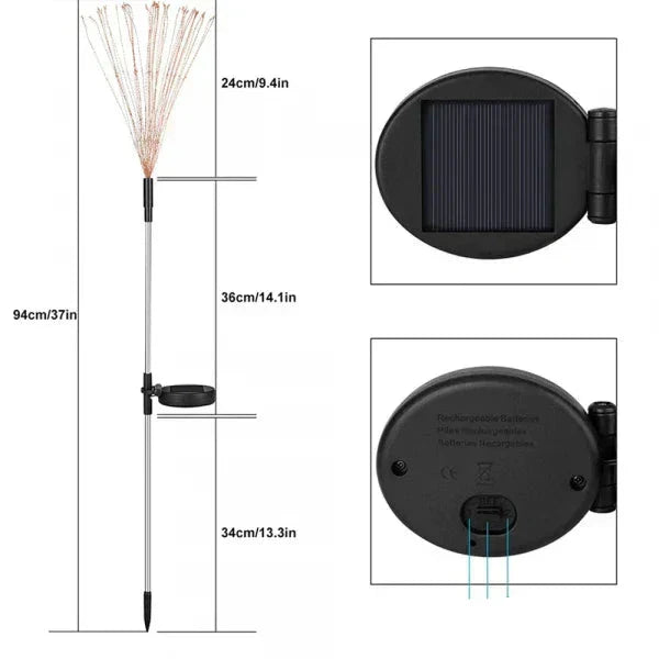 LumièreÉclat - Lumières Solaires Extérieures en Style Feu d'Artifice