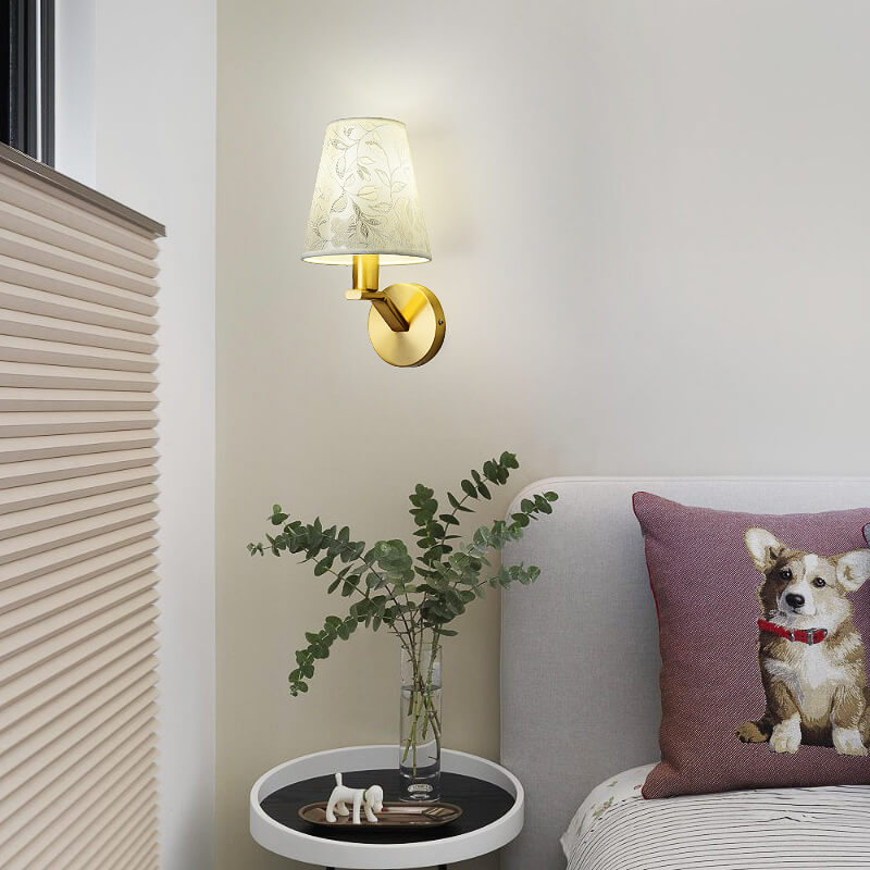 Floroux - Applique murale élégante avec abat-jour en tissu moderne et bras lumineux élégant