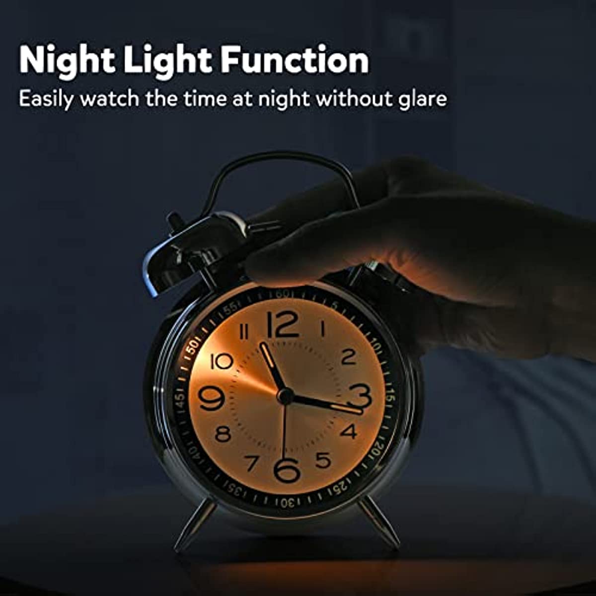 RetroBell Horloge – Réveil Silencieux Élégant avec Éclairage