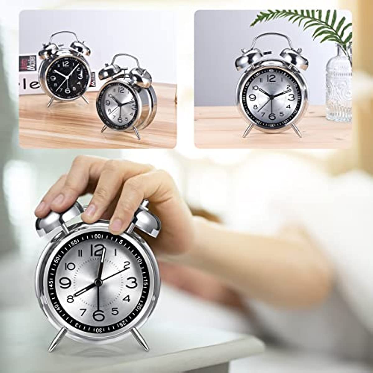 RetroBell Horloge – Réveil Silencieux Élégant avec Éclairage