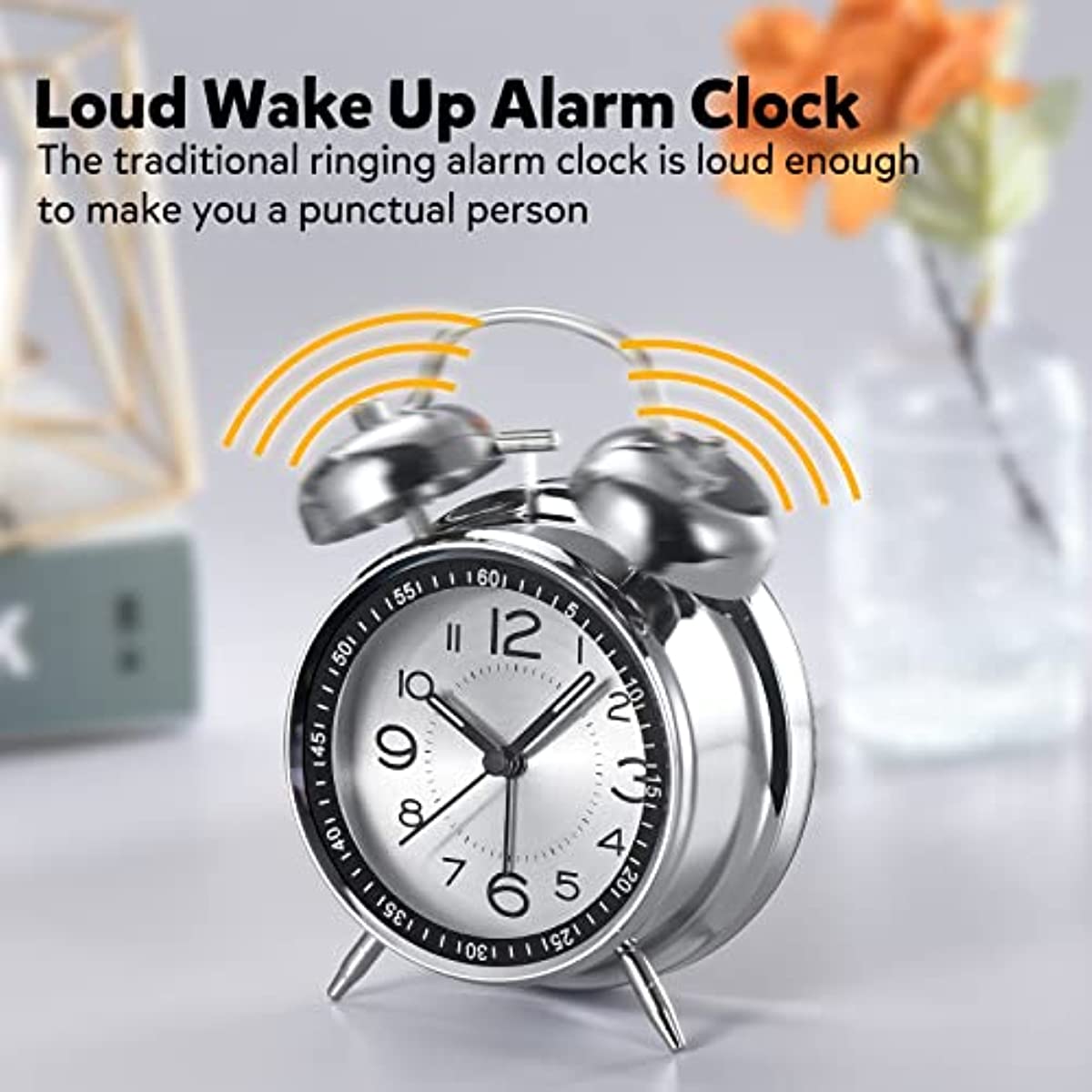RetroBell Horloge – Réveil Silencieux Élégant avec Éclairage