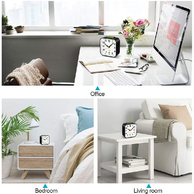 SilentGlow Horloge – Réveil Analogique Minimaliste avec Snooze