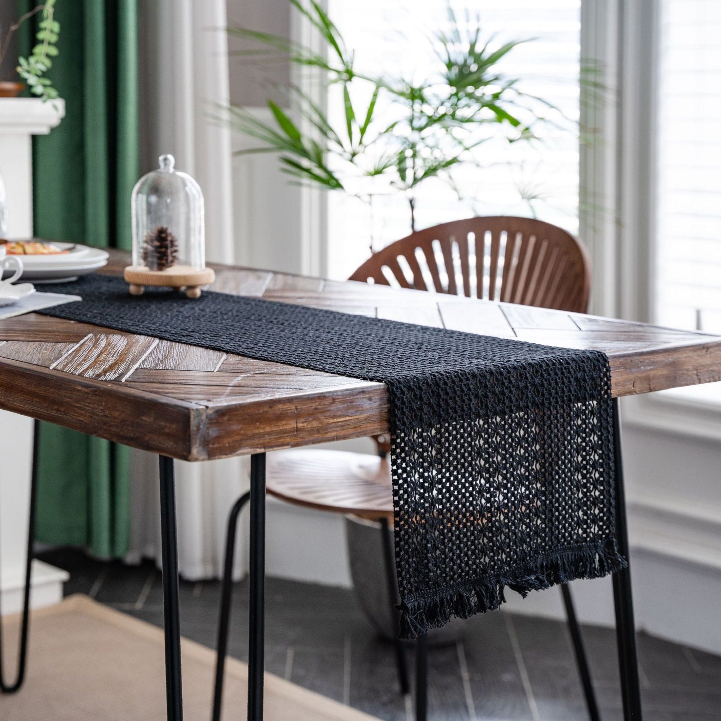 Chemin de table tricoté uni