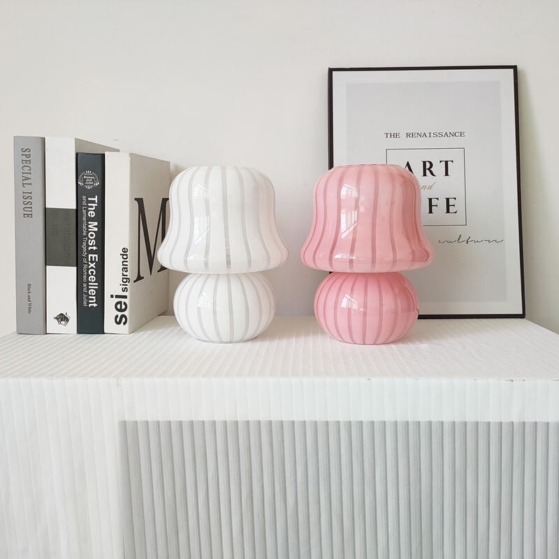 Floroux Lampe de Table en Verre | Design Français | Fait Main | Forme de Champignon | Décoration & Éclairage