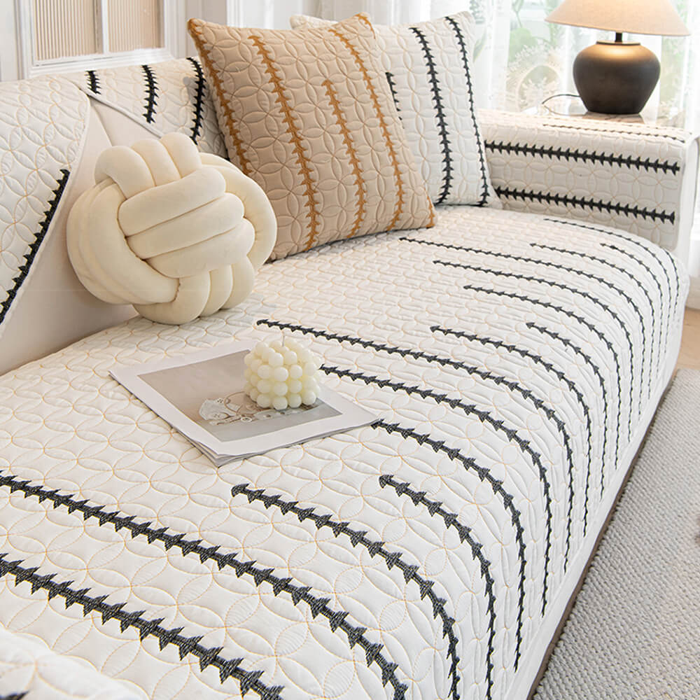 Texture française en coton lavé doux matelassé housse de canapé