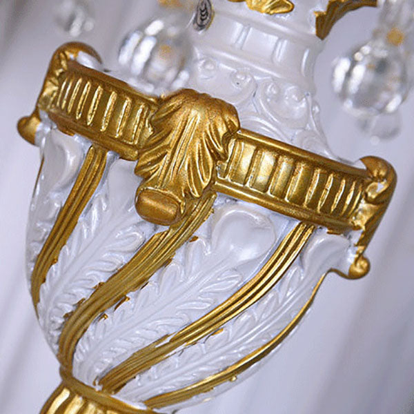 Floroux Lampe de Table Européenne | Tissu & Dentelle | Élégante Base en Résine Lumineuse | Décoration & Éclairage