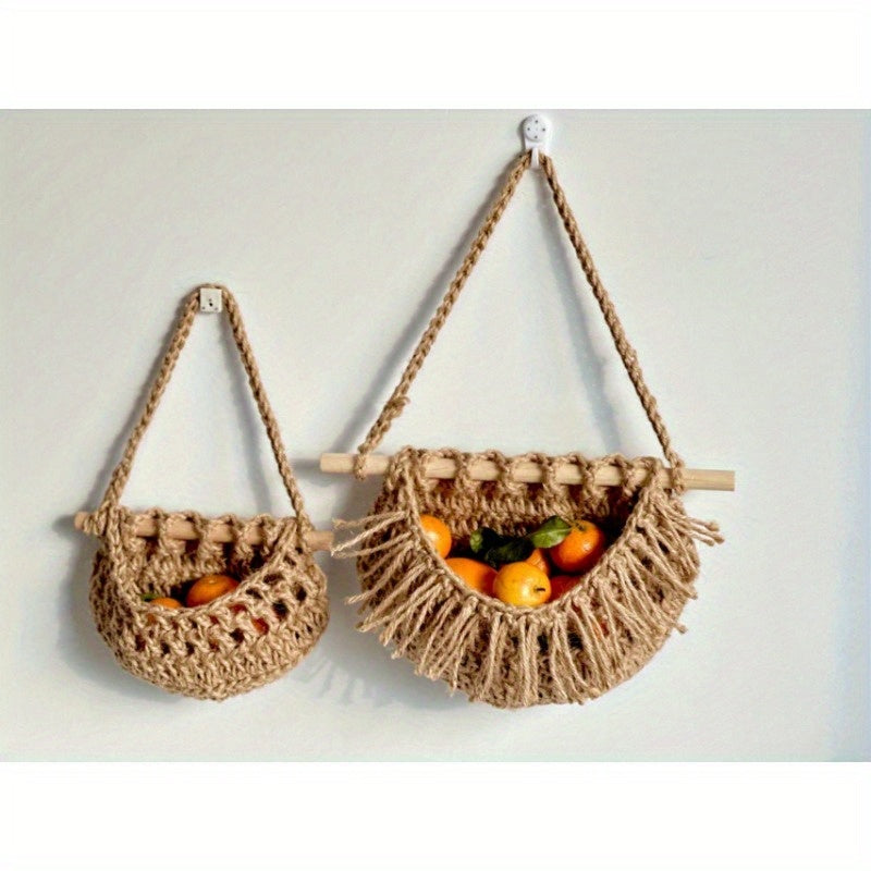 BohoCharm – Sac de rangement triple en chanvre pour légumes et fruits