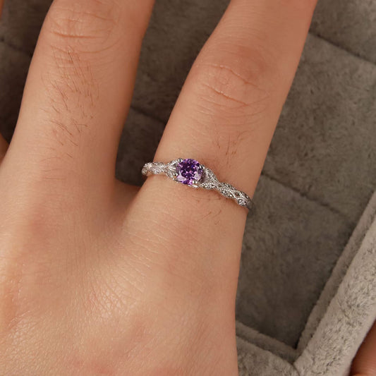 Anneau minimaliste élégant en améthyste et zircon - Nova