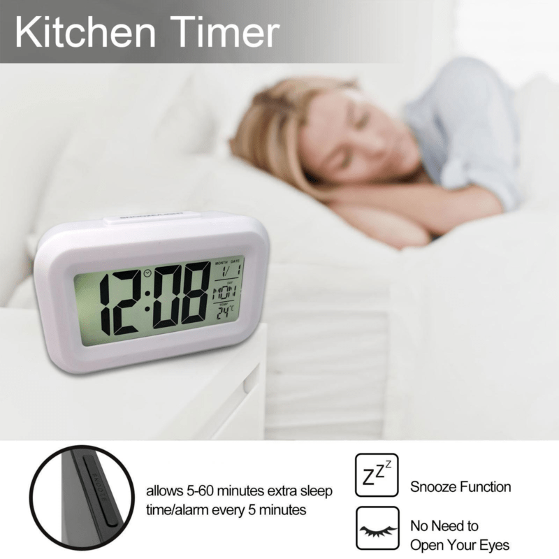 SmartAlarm Clock – Compact LCD Réveil avec Son et Température