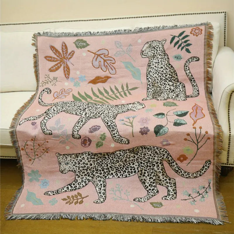 Boho Luxe Tigre Coton Couverture - Élégance et Confort Pour Votre Intérieur