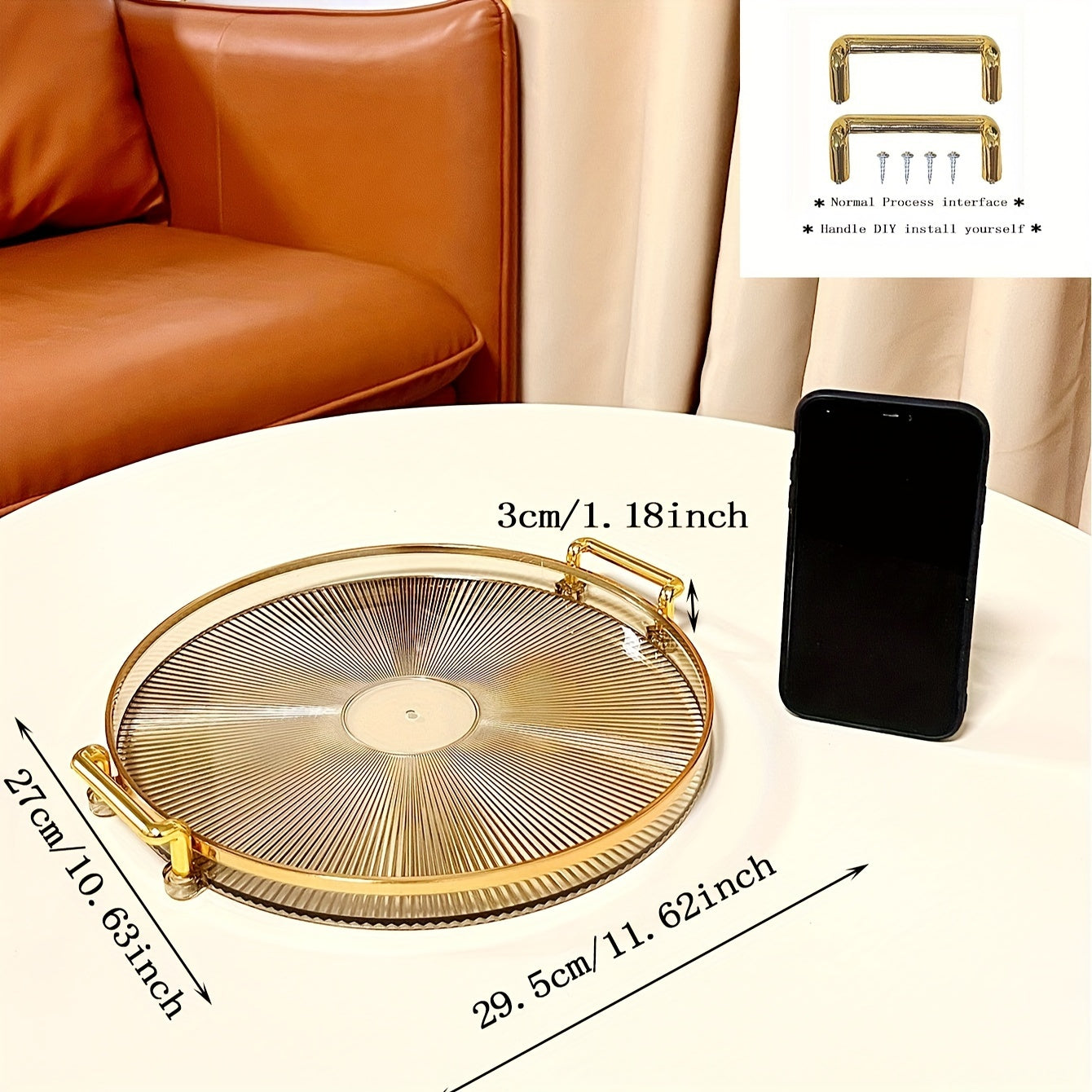 Gilded Elegance – Plat de service de luxe avec poignées en or