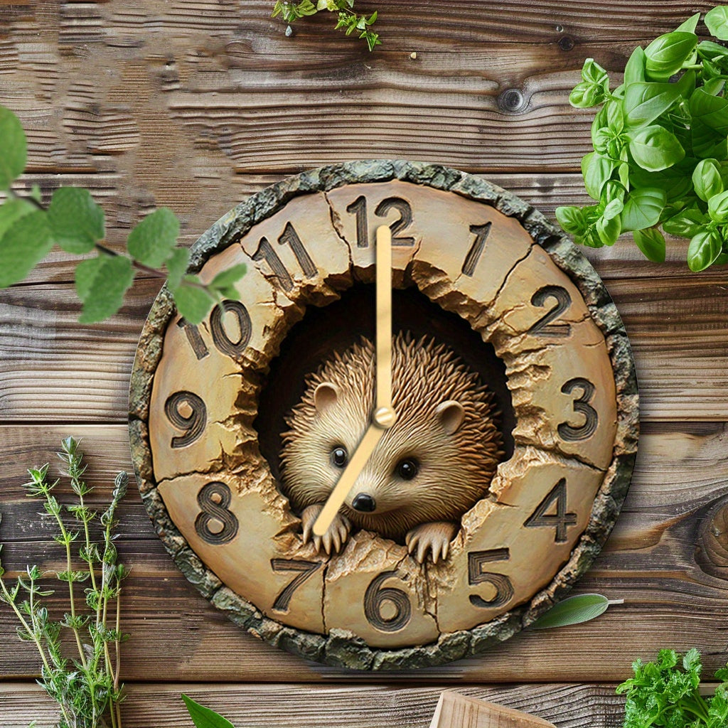 HedgeTime Clock – Décoration murale de hérisson élégante 20 cm