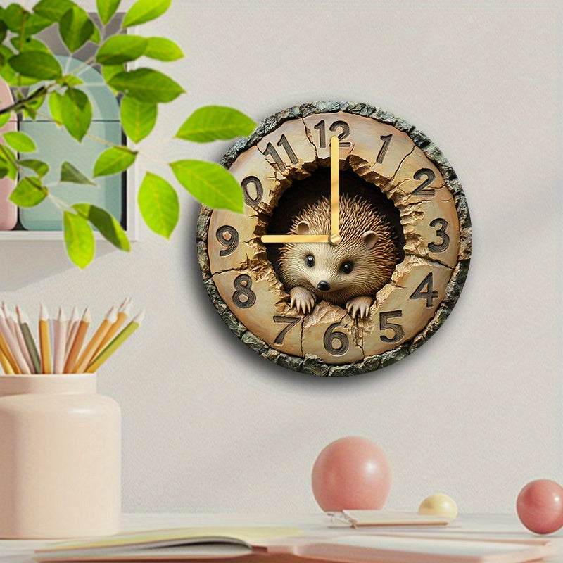 HedgeTime Clock – Décoration murale de hérisson élégante 20 cm
