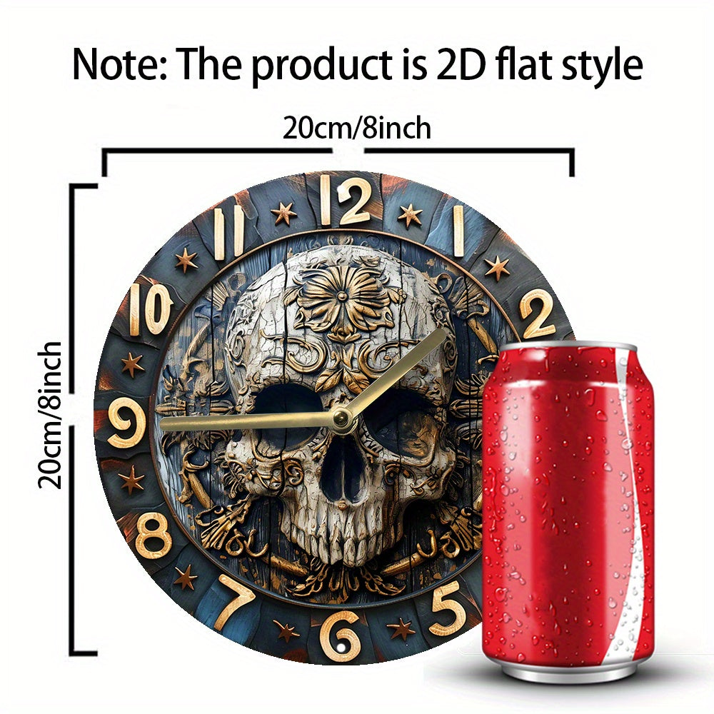 SkullTime Horloge - Horloge Murale Moderne en Aluminium avec Crâne
