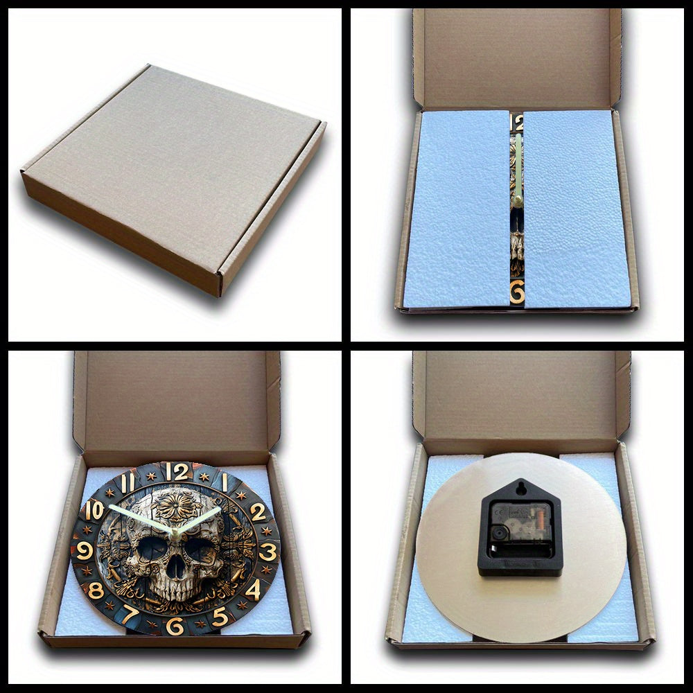 SkullTime Horloge - Horloge Murale Moderne en Aluminium avec Crâne