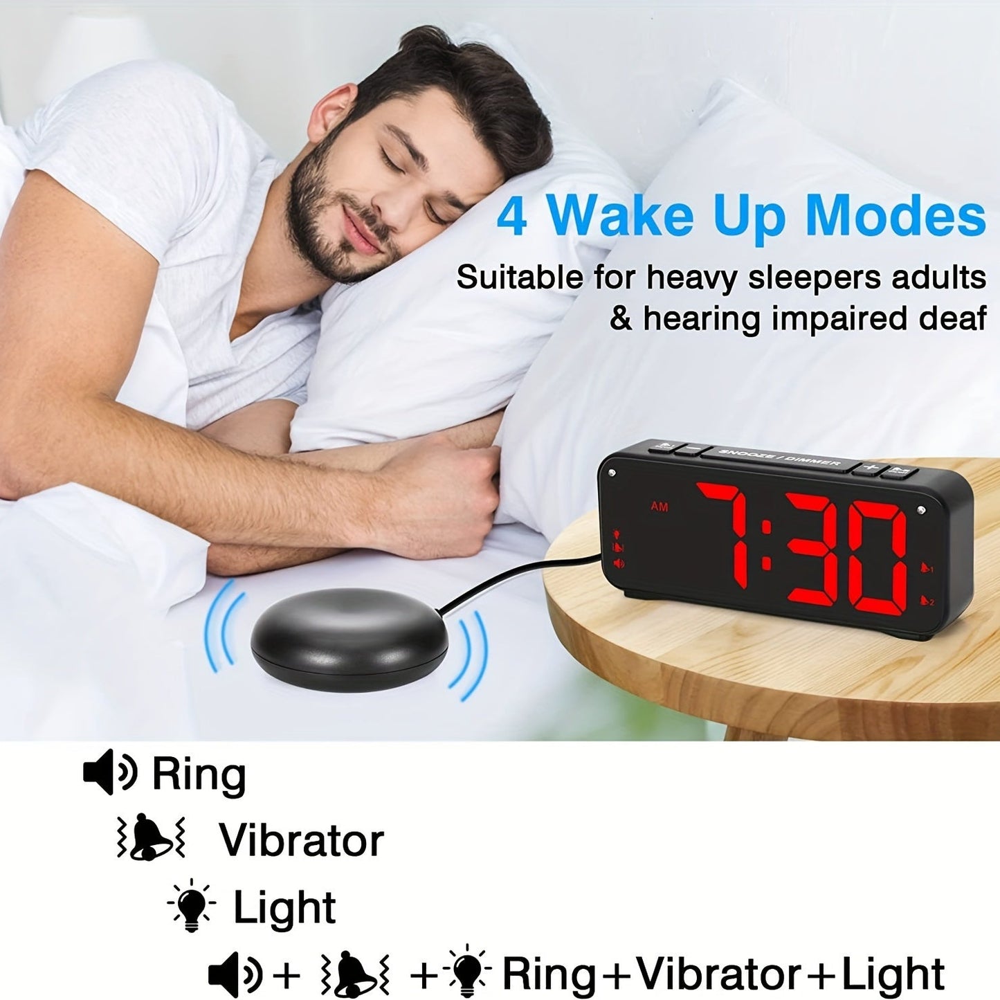 LoudClock - Réveil Vibrant Premium avec Écran LED