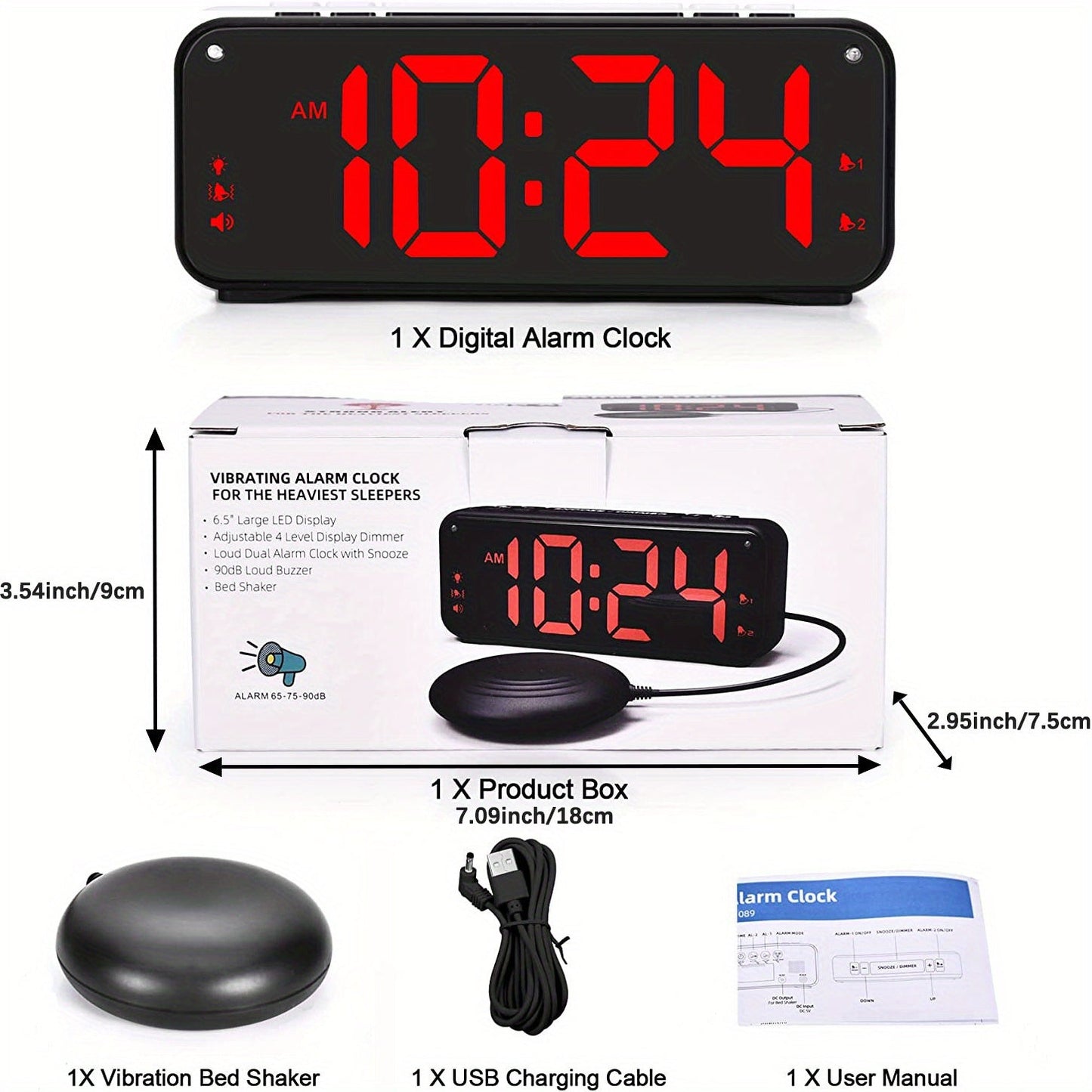 LoudClock - Réveil Vibrant Premium avec Écran LED