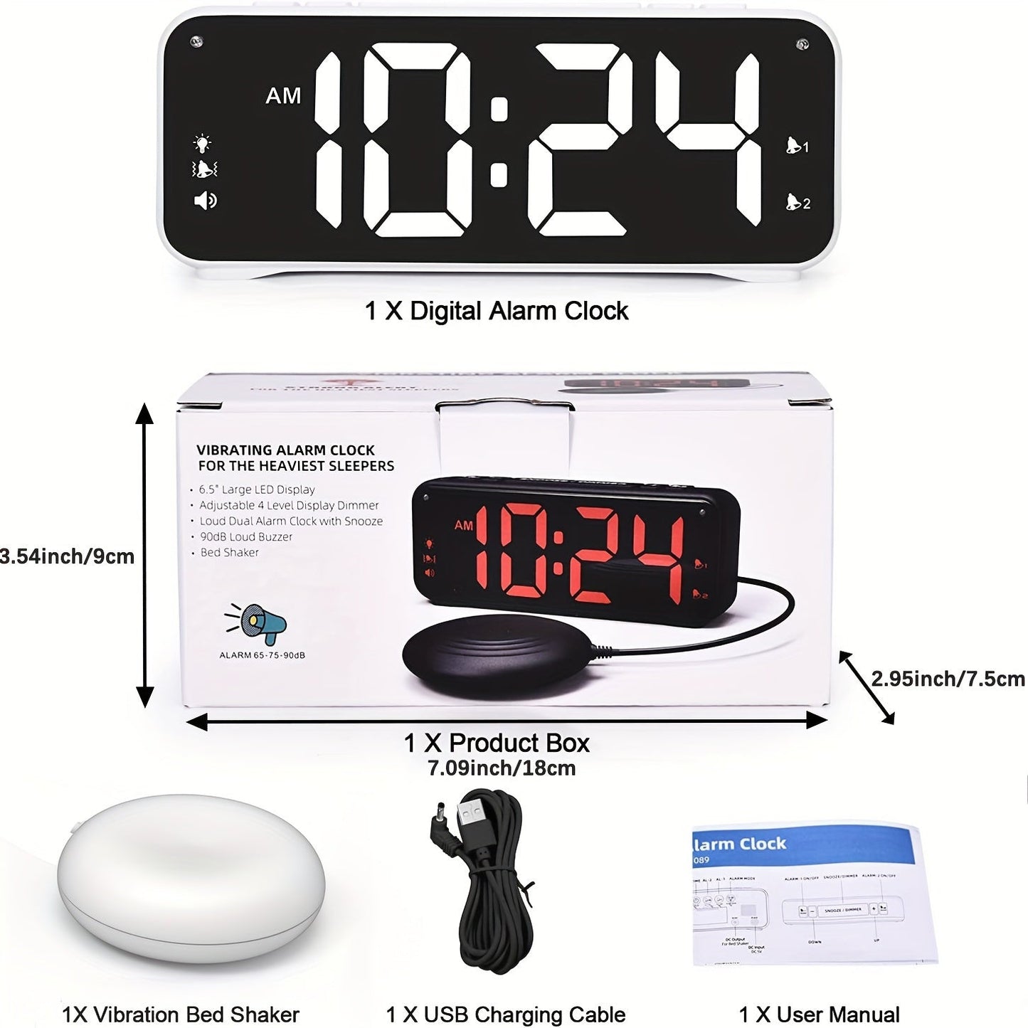 LoudClock - Réveil Vibrant Premium avec Écran LED