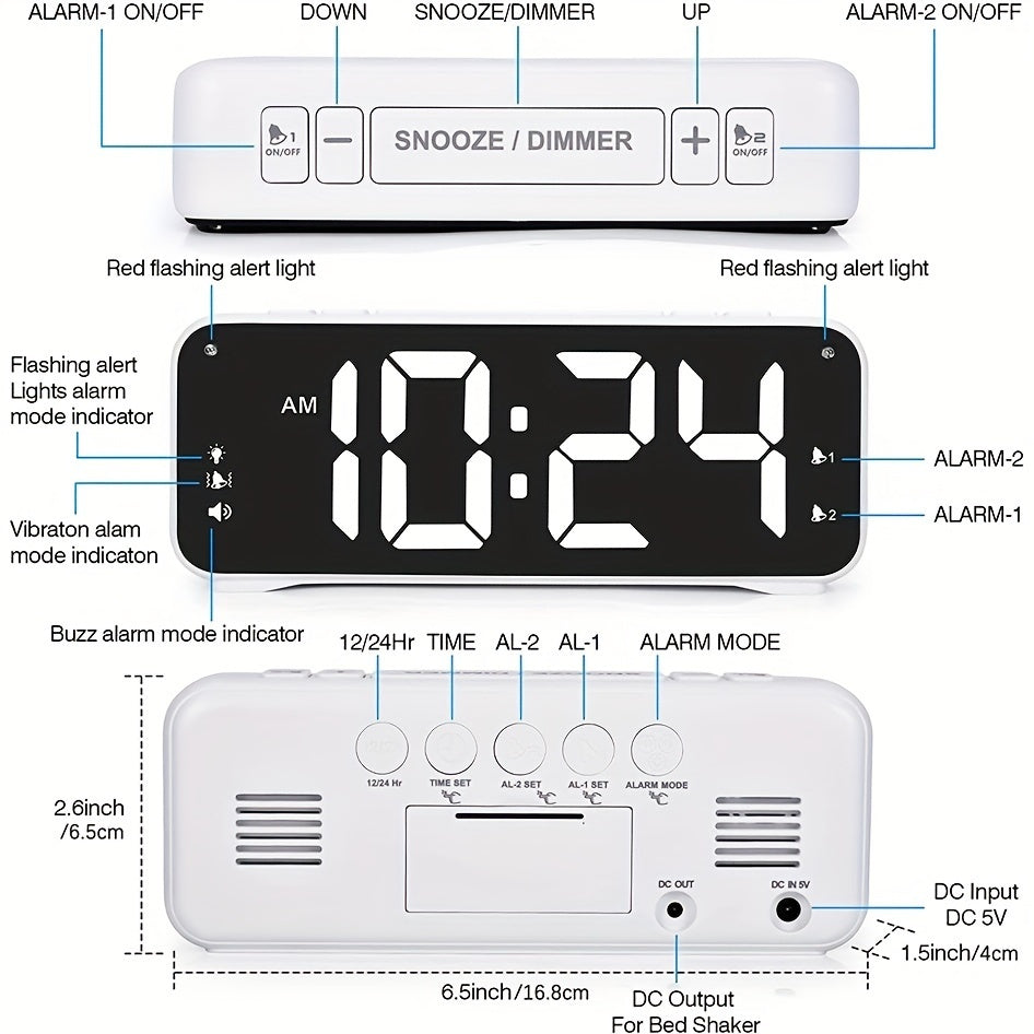 LoudClock - Réveil Vibrant Premium avec Écran LED