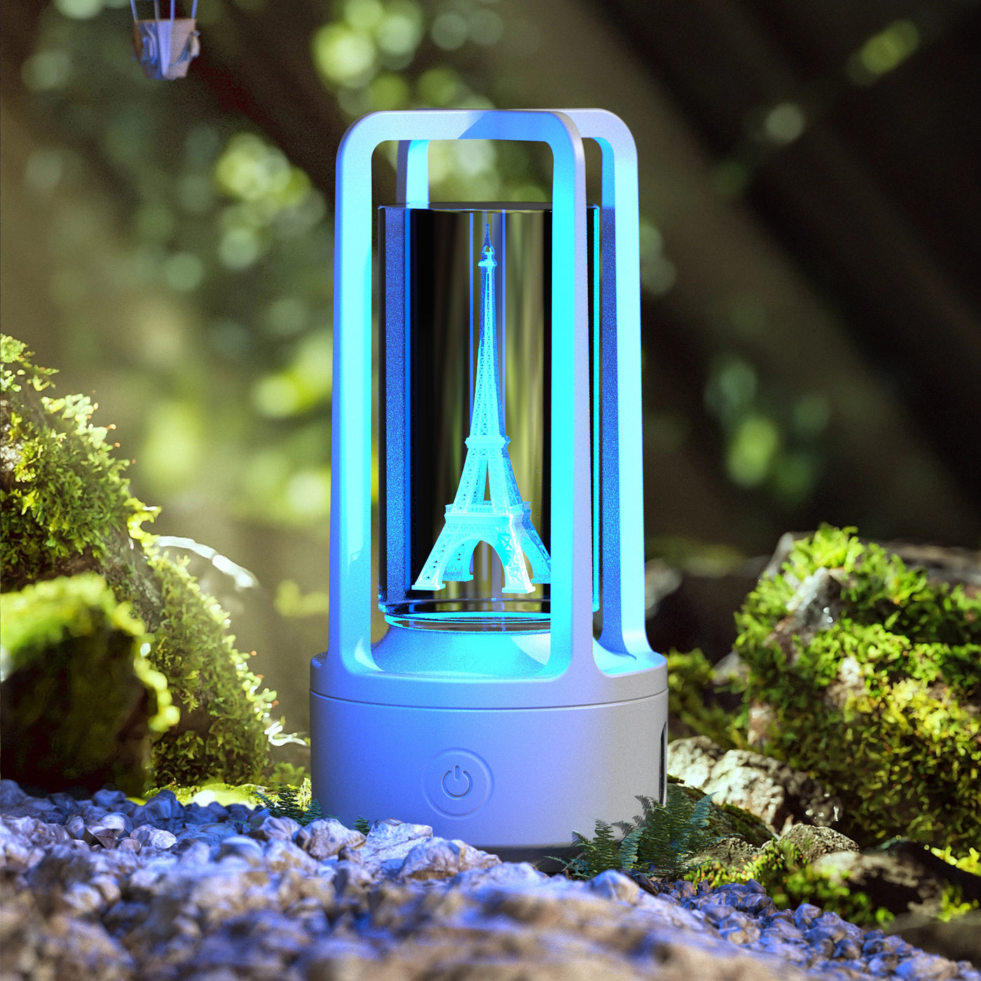 2-en-1 Blanc Landmark Lampe de nuit en cristal et haut-parleur Bluetooth Lampe de bureau
