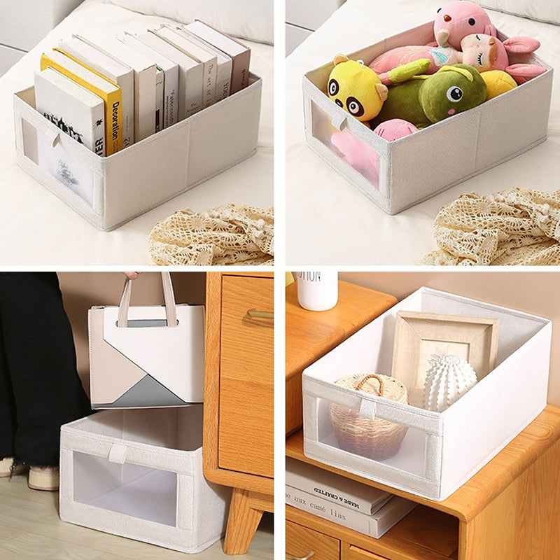 Boîte de rangement en coton avec fenêtre de visualisation