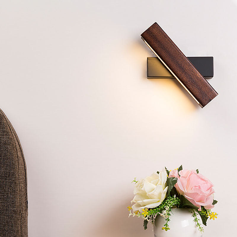 Floroux Applique LED | Design en bois et fer rectangulaire | Moderne et scandinave | Pour chambres à coucher et espaces de vie