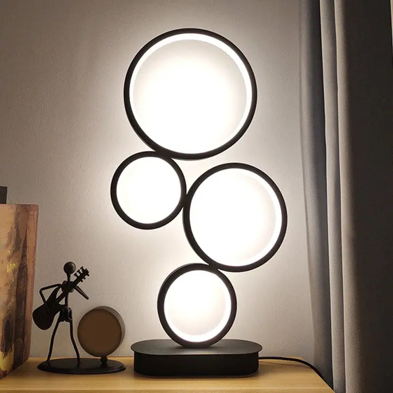 Lumière Épurée - Lampe de Table Moderne Empilée avec Socle Circulaire