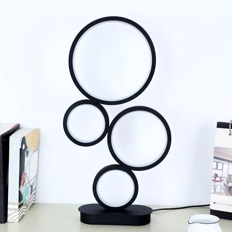Lumière Épurée - Lampe de Table Moderne Empilée avec Socle Circulaire