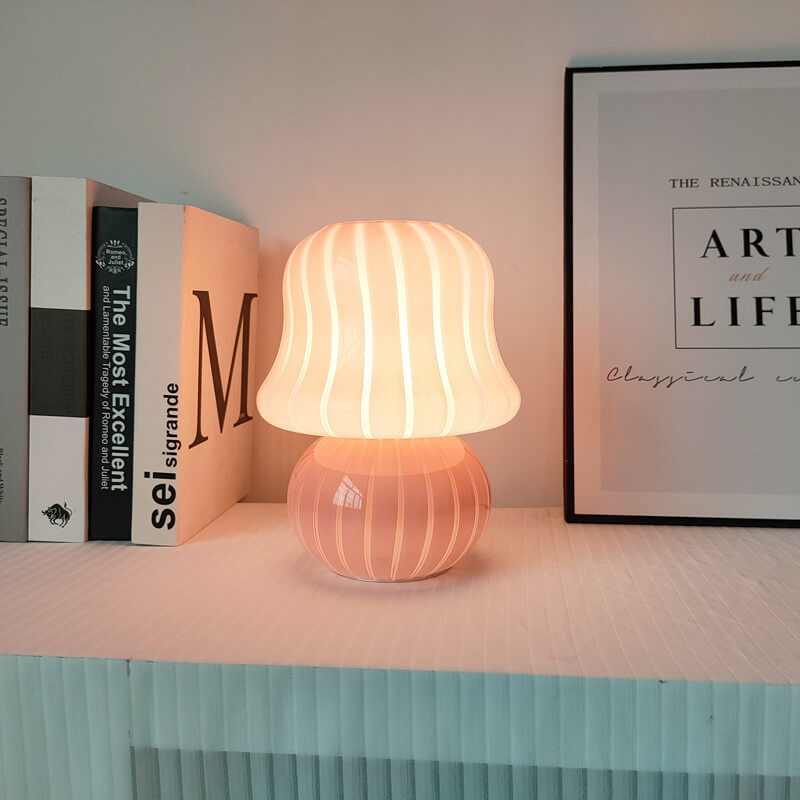 Floroux Lampe de Table en Verre | Design Français | Fait Main | Forme de Champignon | Décoration & Éclairage