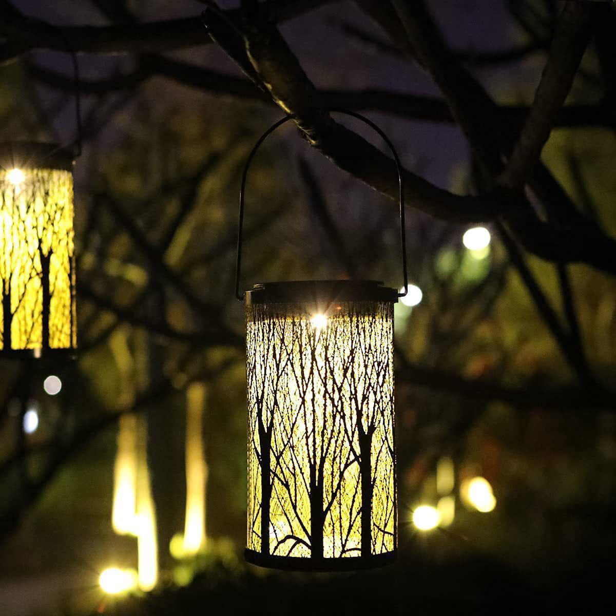 Floroux Art Deco Lampe Solaire | Design Cylindre | Fer & LED | Éclairage de Jardin