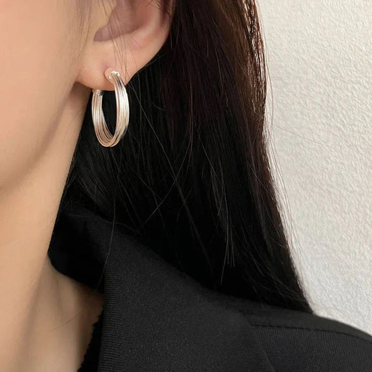 Amelie Boucles d'oreilles Lignes Superposées - Anneaux Élégants