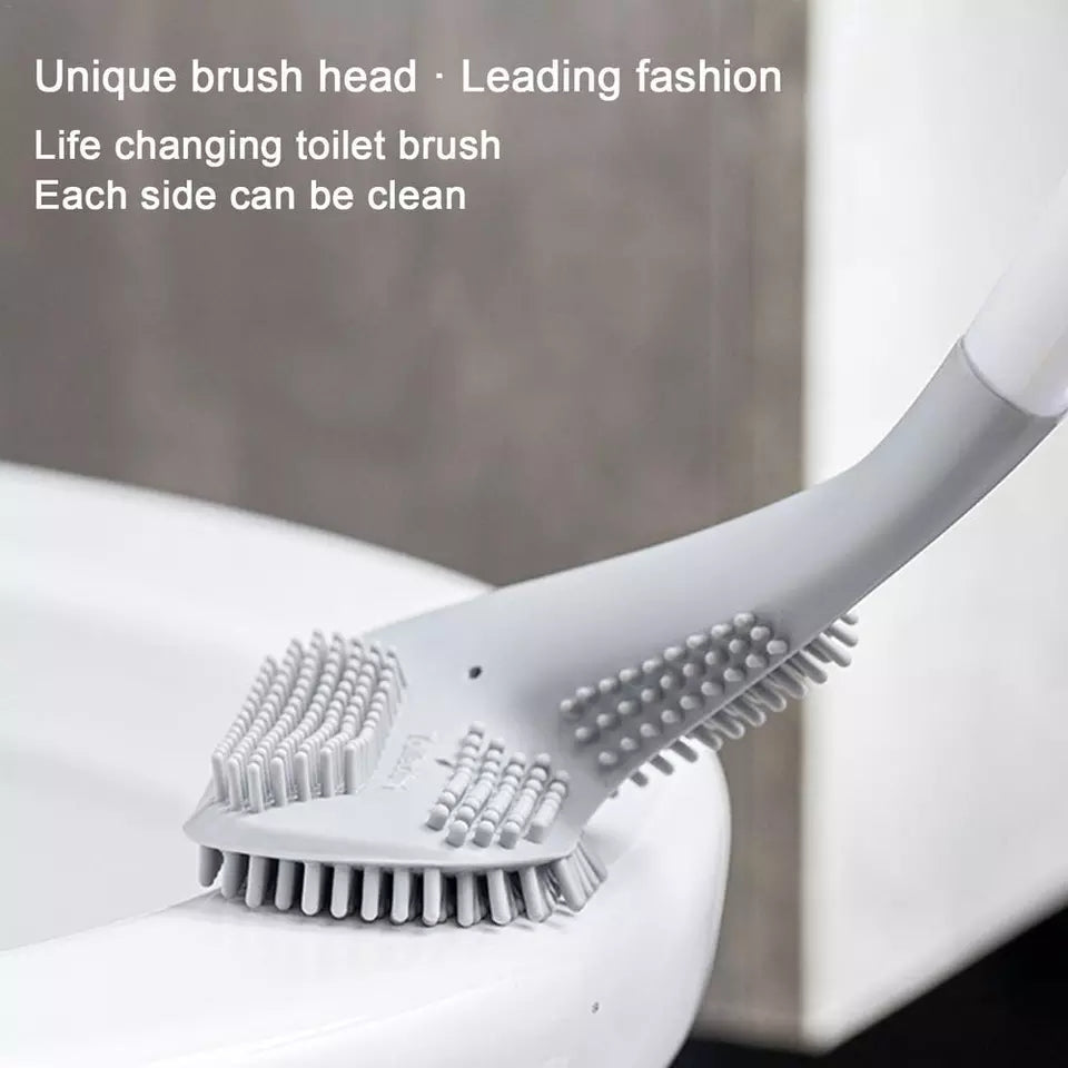 Brosse de toilette en silicone avec poils et support de séchage