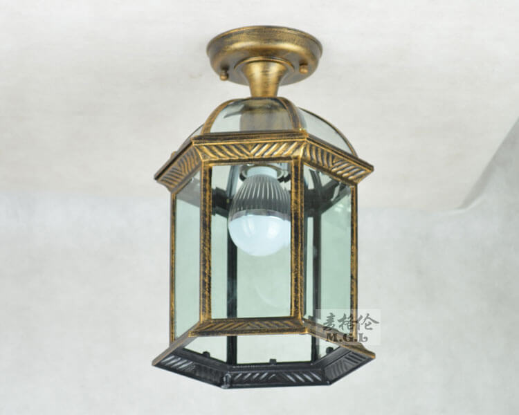 Floroux Outdoor Ceiling Light | Waterproof | Hexagonal Design | Semi-Recessed Mounting