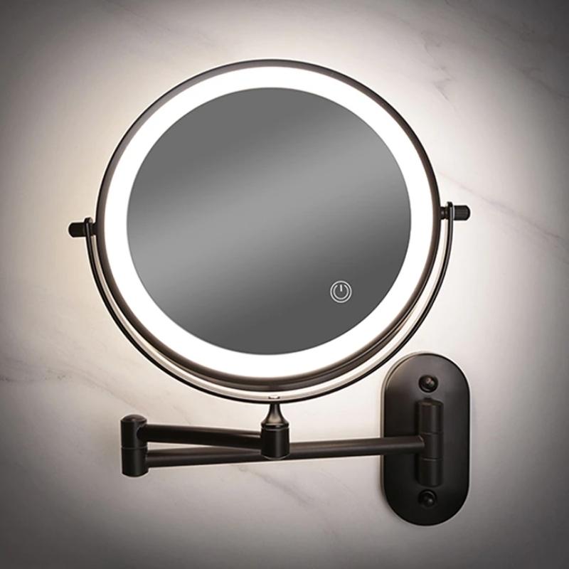 Miroir de maquillage grossissant LED rechargeable