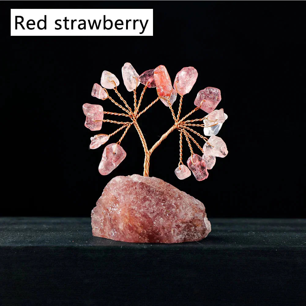 Floroux Crystal Lucky Tree | Natural Stone Tree with Raw Stone Base | Decoration for Home, Office & Bureau