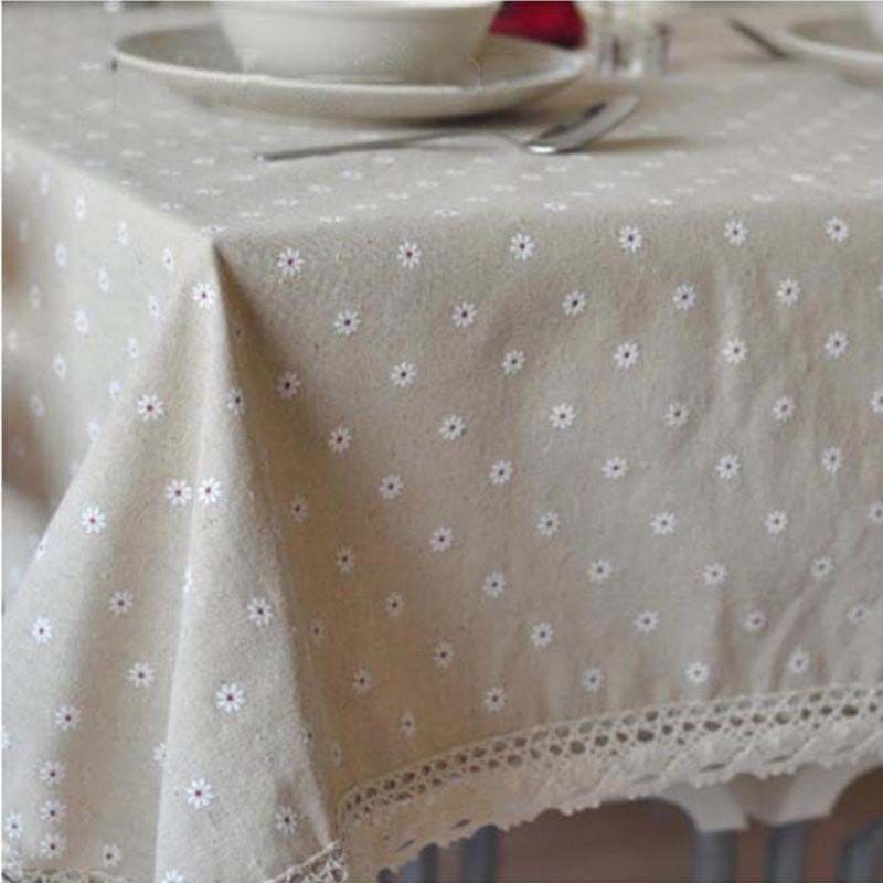 Nappe en coton lin à motif marguerite