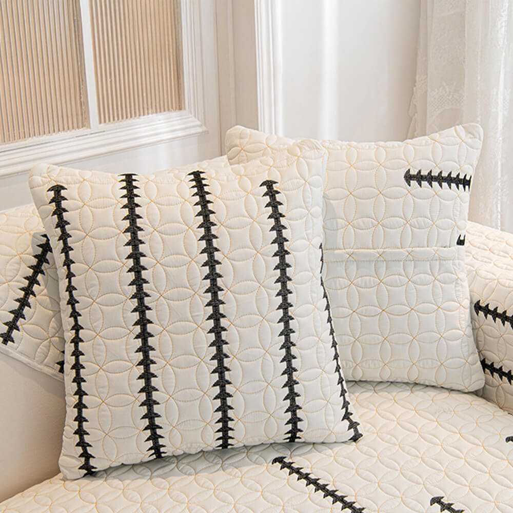 Texture française en coton lavé doux matelassé housse de canapé