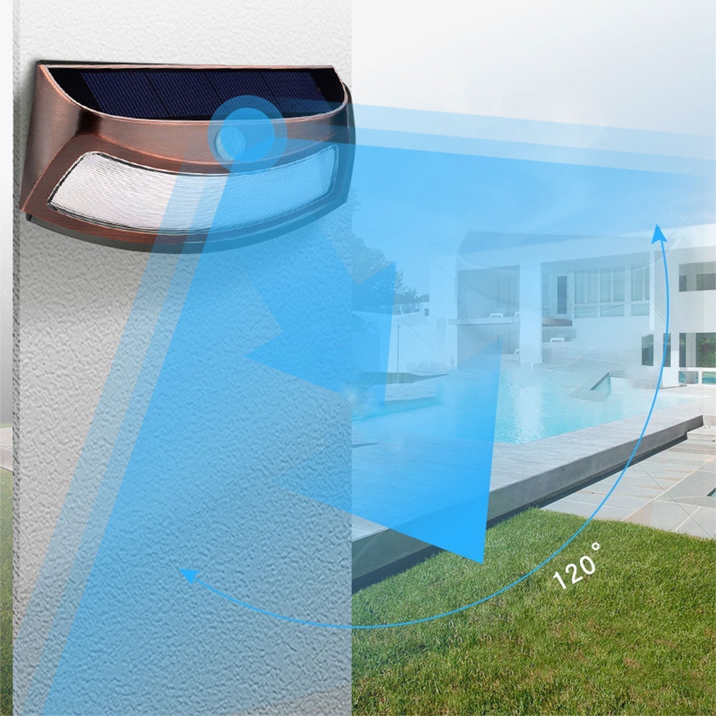 Floroux Lampe murale solaire | Design en forme de trapèze | Fonctionnement solaire | Éclairage extérieur LED