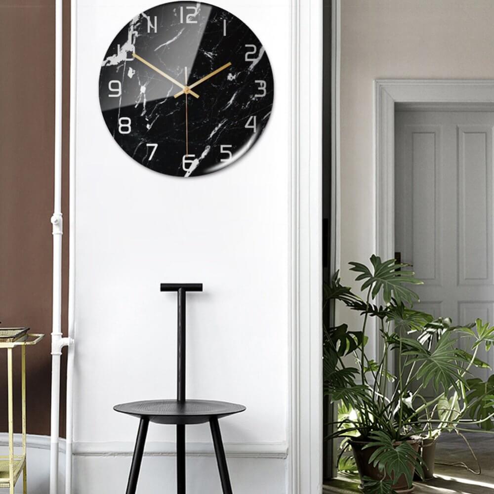 Montre murale en marbre stylé avec mécanisme silencieux