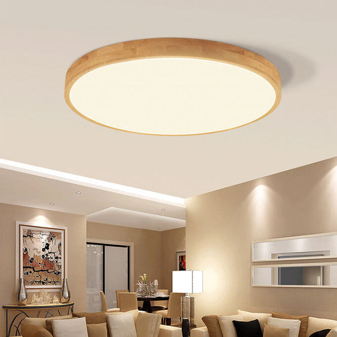 Floroux Round LED Ceiling Light | Ultra-Thin | Solid Wood | Scandinavian Design for Living Spaces