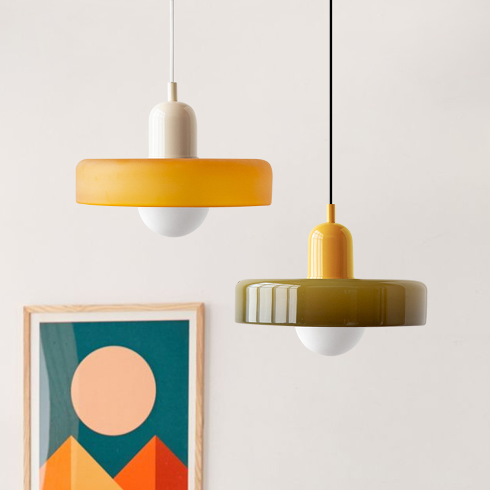 Suspension Floroux in colored glass | Elegant hanging lamp in Bauhaus style | Designer lamp for the living room and dining room