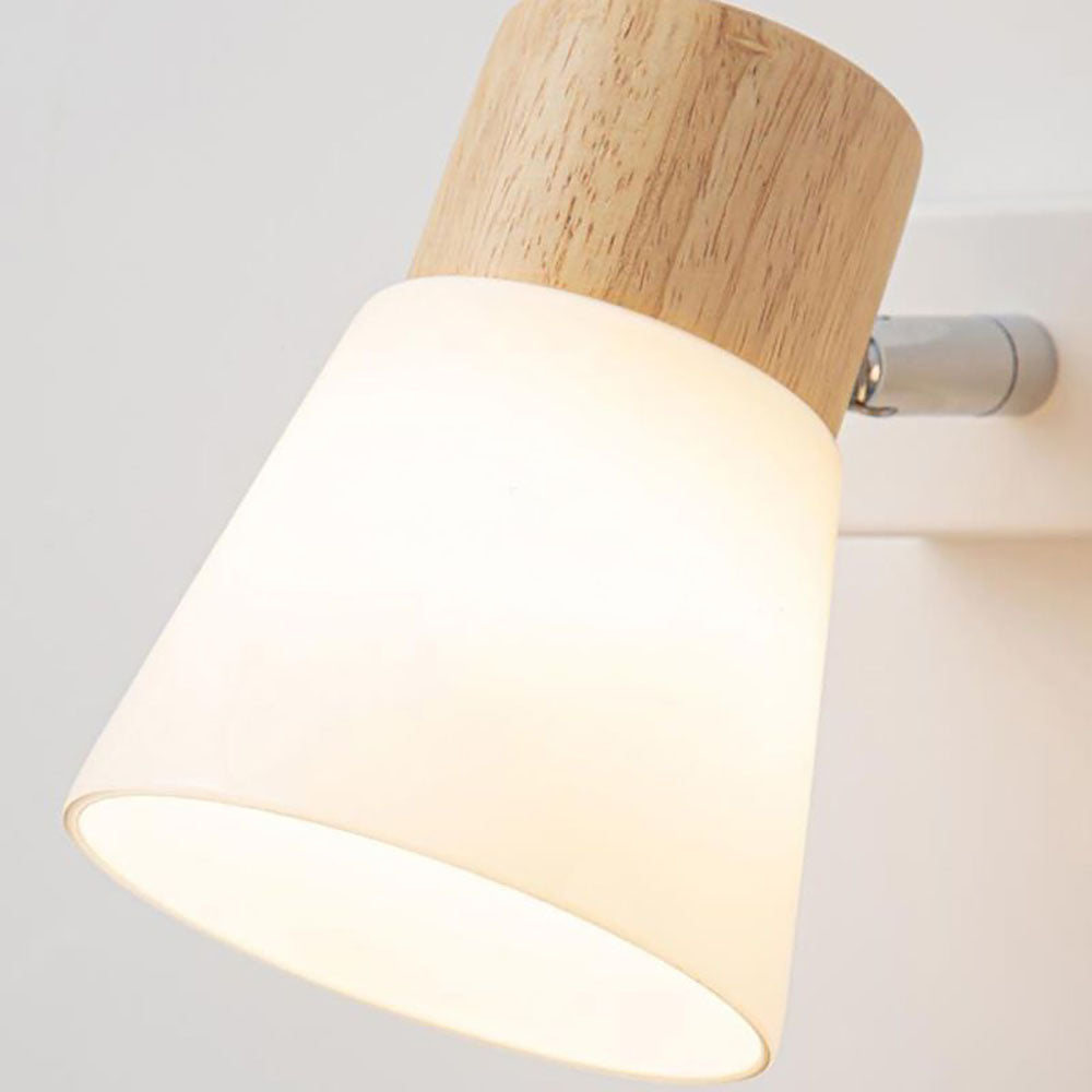 Applique murale LED nordique Ozawa Bois/Vitre Salon/Salle à manger Blanc