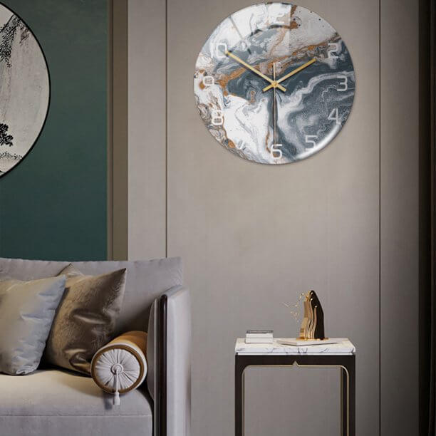 Montre murale en marbre stylé avec mécanisme silencieux