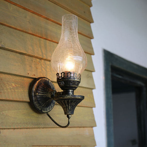 Floroux Retro Kérosène Antique Applique Murale | Design 1-Lumière | Abat-Jour en Verre | Éclairage Vintage pour Espaces de Vie