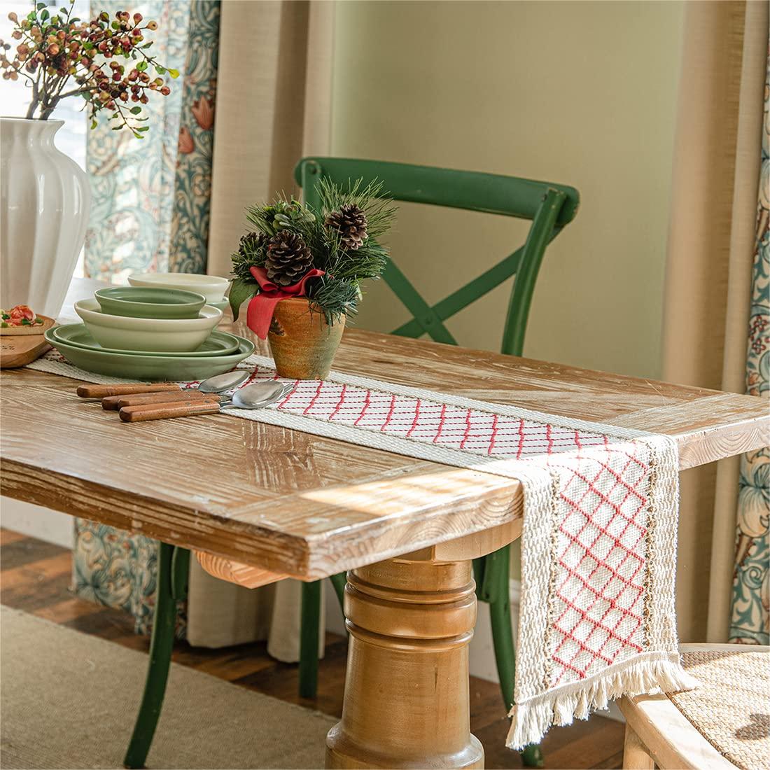 Nappe en corde de chanvre tissée à motif géométrique
