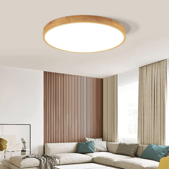Floroux Round LED Ceiling Light | Ultra-Thin | Solid Wood | Scandinavian Design for Living Spaces