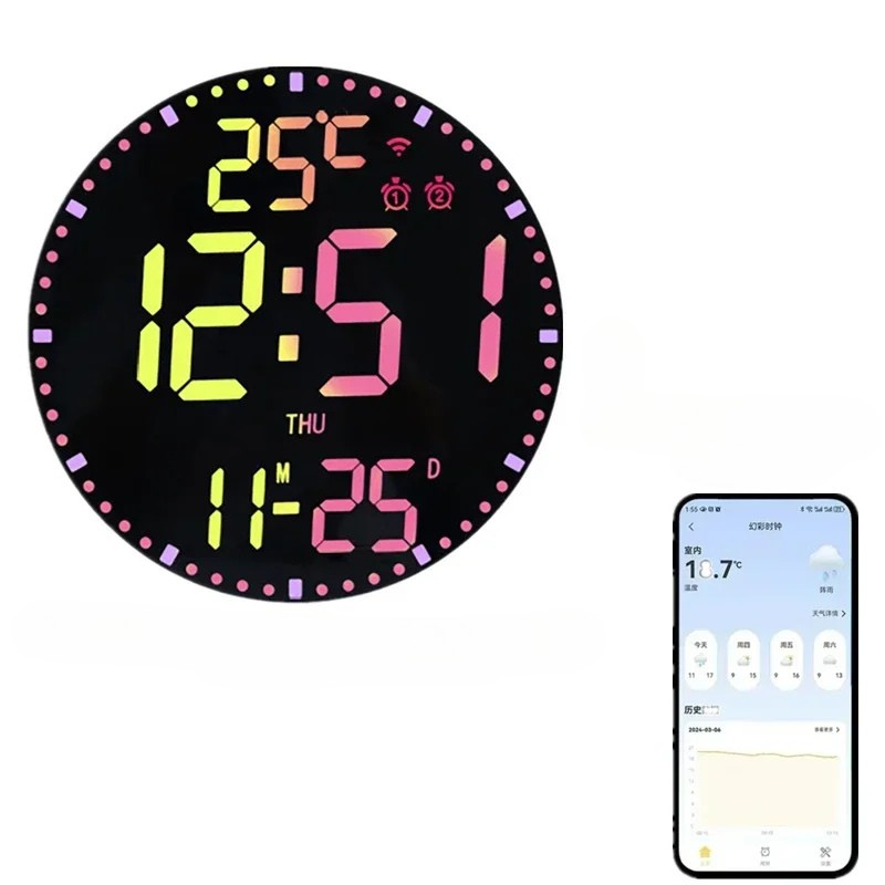 WiFiTime Horloge - Horloge mural LED intelligent avec calendrier