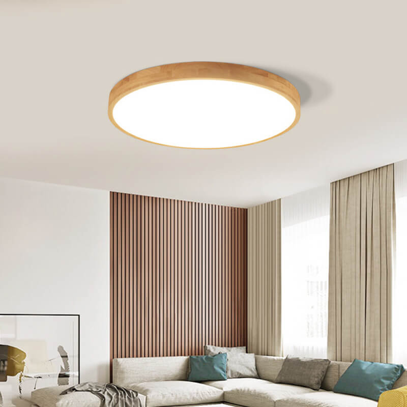 Floroux Round LED Ceiling Light | Ultra-Thin | Solid Wood | Scandinavian Design for Living Spaces
